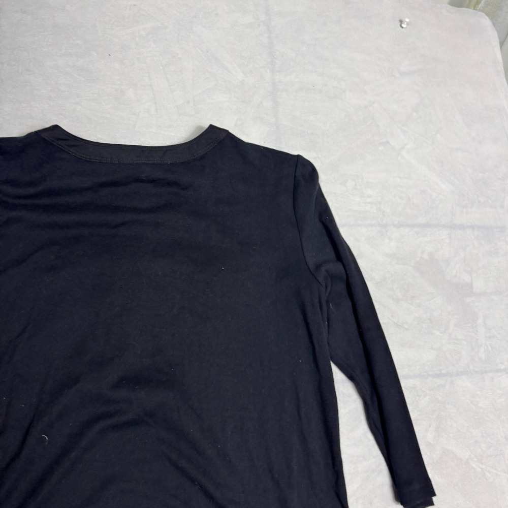 Lauren Ralph Lauren Womens Blouse Top Black‎ Gold Buttons Pocket Henley Neck L - Picture 10 of 15